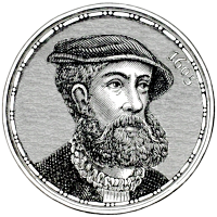 Medaillion met man met baard en jaartal 1605